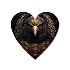 Eagle Ornate Pattern Feather Texture Heart Magnet by Ravend