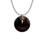 Eagle Ornate Pattern Feather Texture 1  Button Necklace Front