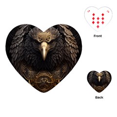 Eagle Ornate Pattern Feather Texture Playing Cards Single Design (heart) by Ravend