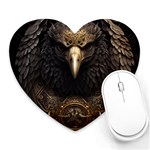 Eagle Ornate Pattern Feather Texture Heart Mousepad Front