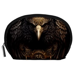 Eagle Ornate Pattern Feather Texture Accessory Pouch (large) by Ravend