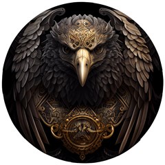 Eagle Ornate Pattern Feather Texture Wooden Puzzle Round by Ravend