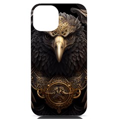 Eagle Ornate Pattern Feather Texture Iphone 14 Black Uv Print Case by Ravend