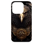 Eagle Ornate Pattern Feather Texture iPhone 14 Pro Black UV Print Case Front