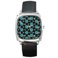 Pattern Design Scrapbooking Colorful Stars Square Metal Watch by Ravend