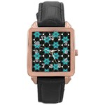 Pattern Design Scrapbooking Colorful Stars Rose Gold Leather Watch  Front