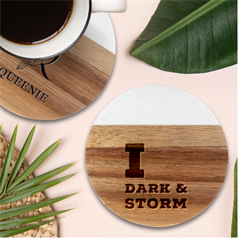 I Love Dark And Storm Marble Wood Coaster (round) by ilovewhateva