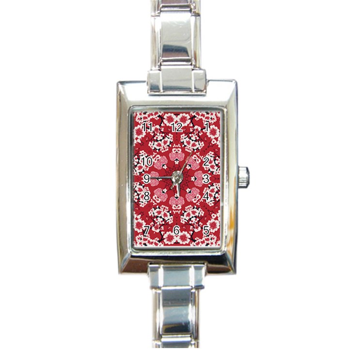 Traditional Cherry blossom  Rectangle Italian Charm Watch