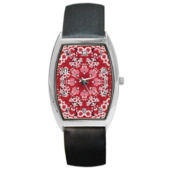 Traditional Cherry blossom  Barrel Style Metal Watch