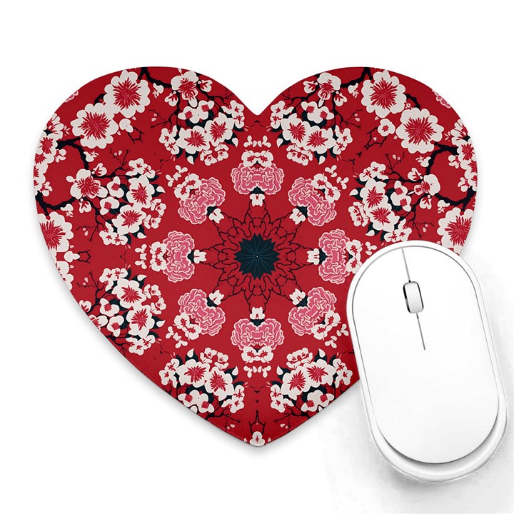 Traditional Cherry blossom  Heart Mousepad