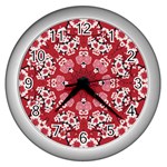 Traditional Cherry blossom  Wall Clock (Silver) Front