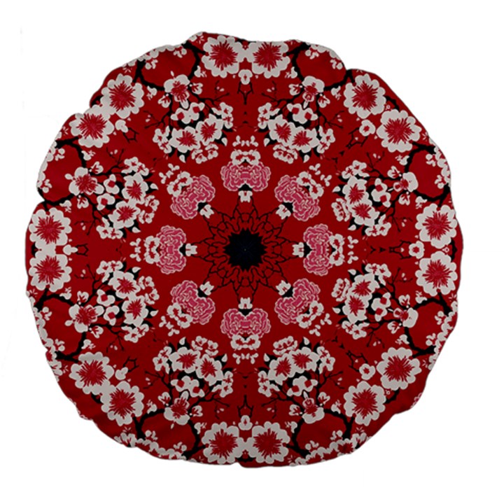 Traditional Cherry blossom  Large 18  Premium Flano Round Cushions