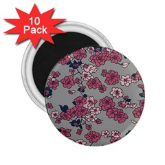 Traditional Cherry Blossom On A Gray Background 2 25  Magnets (10 Pack)  by Kiyoshi88