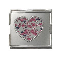 Traditional Cherry Blossom On A Gray Background Mega Link Heart Italian Charm (18mm) by Kiyoshi88