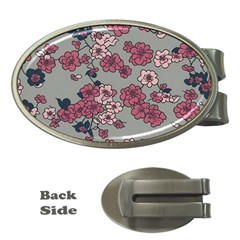 Traditional Cherry Blossom On A Gray Background Money Clips (oval)  by Kiyoshi88