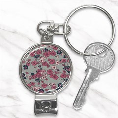 Traditional Cherry Blossom On A Gray Background Nail Clippers Key Chain by Kiyoshi88