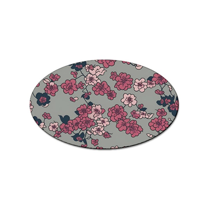 Traditional cherry blossom on a gray background Sticker (Oval)