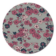 Traditional Cherry Blossom On A Gray Background Magnet 5  (round) by Kiyoshi88