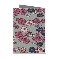 Traditional Cherry Blossom On A Gray Background Mini Greeting Cards (pkg Of 8) by Kiyoshi88