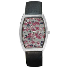 Traditional Cherry Blossom On A Gray Background Barrel Style Metal Watch by Kiyoshi88