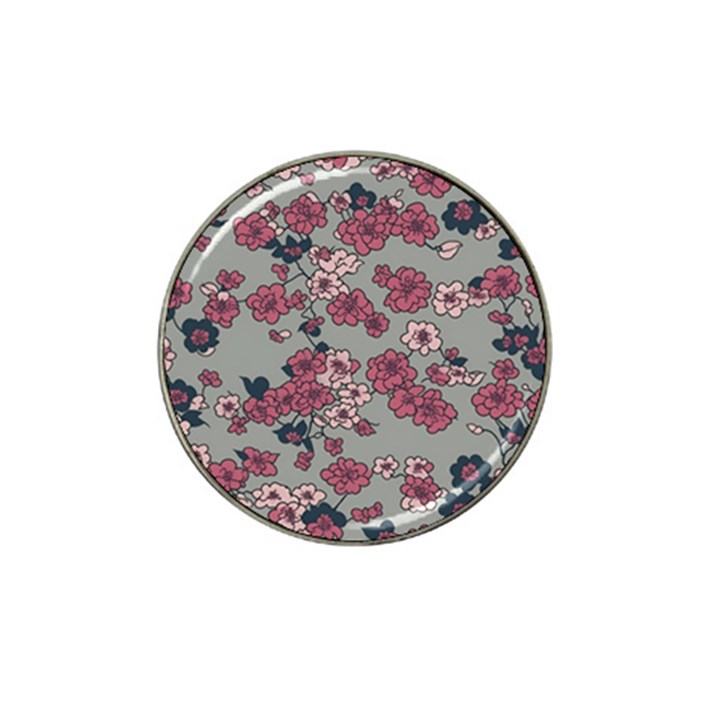 Traditional cherry blossom on a gray background Hat Clip Ball Marker