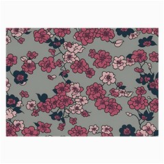 Traditional Cherry Blossom On A Gray Background Large Glasses Cloth