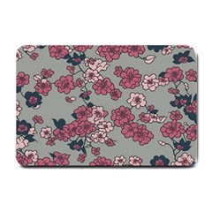 Traditional Cherry Blossom On A Gray Background Small Doormat by Kiyoshi88