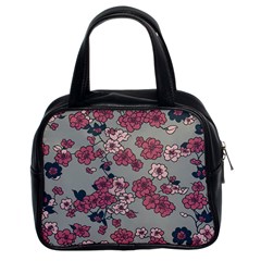 Traditional Cherry Blossom On A Gray Background Classic Handbag (two Sides)