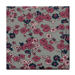 Traditional Cherry Blossom On A Gray Background Face Towel