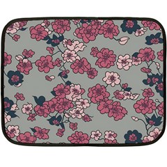 Traditional Cherry Blossom On A Gray Background Two Sides Fleece Blanket (mini) by Kiyoshi88