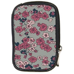 Traditional Cherry Blossom On A Gray Background Compact Camera Leather Case by Kiyoshi88