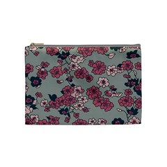 Traditional Cherry Blossom On A Gray Background Cosmetic Bag (medium) by Kiyoshi88