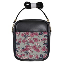 Traditional Cherry Blossom On A Gray Background Girls Sling Bag by Kiyoshi88