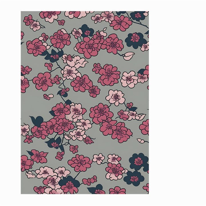 Traditional cherry blossom on a gray background Large Garden Flag (Two Sides)