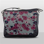 Traditional cherry blossom on a gray background Messenger Bag Front