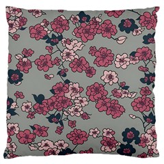 Traditional Cherry Blossom On A Gray Background Large Cushion Case (two Sides) by Kiyoshi88