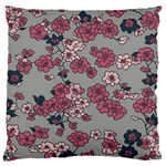 Traditional cherry blossom on a gray background Large Cushion Case (Two Sides) Back