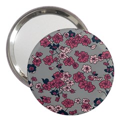 Traditional Cherry Blossom On A Gray Background 3  Handbag Mirrors by Kiyoshi88