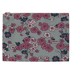 Traditional Cherry Blossom On A Gray Background Cosmetic Bag (xxl) by Kiyoshi88