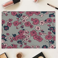 Traditional Cherry Blossom On A Gray Background Cosmetic Bag (xxl) by Kiyoshi88