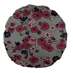 Traditional Cherry Blossom On A Gray Background Large 18  Premium Round Cushions by Kiyoshi88