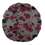 Traditional cherry blossom on a gray background Large 18  Premium Round Cushions Back