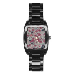 Traditional Cherry Blossom On A Gray Background Stainless Steel Barrel Watch by Kiyoshi88