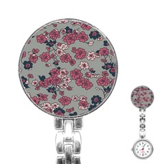 Traditional Cherry Blossom On A Gray Background Stainless Steel Nurses Watch by Kiyoshi88