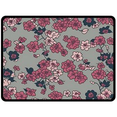 Traditional Cherry Blossom On A Gray Background Two Sides Fleece Blanket (large) by Kiyoshi88