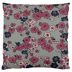 Traditional Cherry Blossom On A Gray Background Standard Premium Plush Fleece Cushion Case (two Sides) by Kiyoshi88