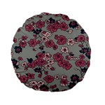 Traditional cherry blossom on a gray background Standard 15  Premium Flano Round Cushions Front