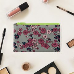 Traditional Cherry Blossom On A Gray Background Cosmetic Bag (xs) by Kiyoshi88