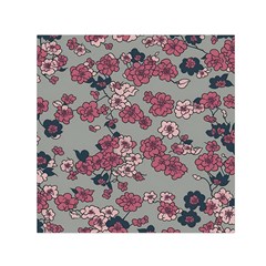 Traditional Cherry Blossom On A Gray Background Square Satin Scarf (30  X 30 ) by Kiyoshi88