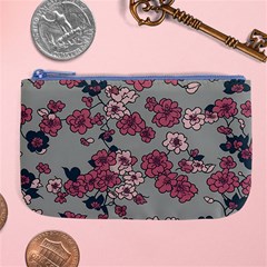 Traditional Cherry Blossom On A Gray Background Large Coin Purse